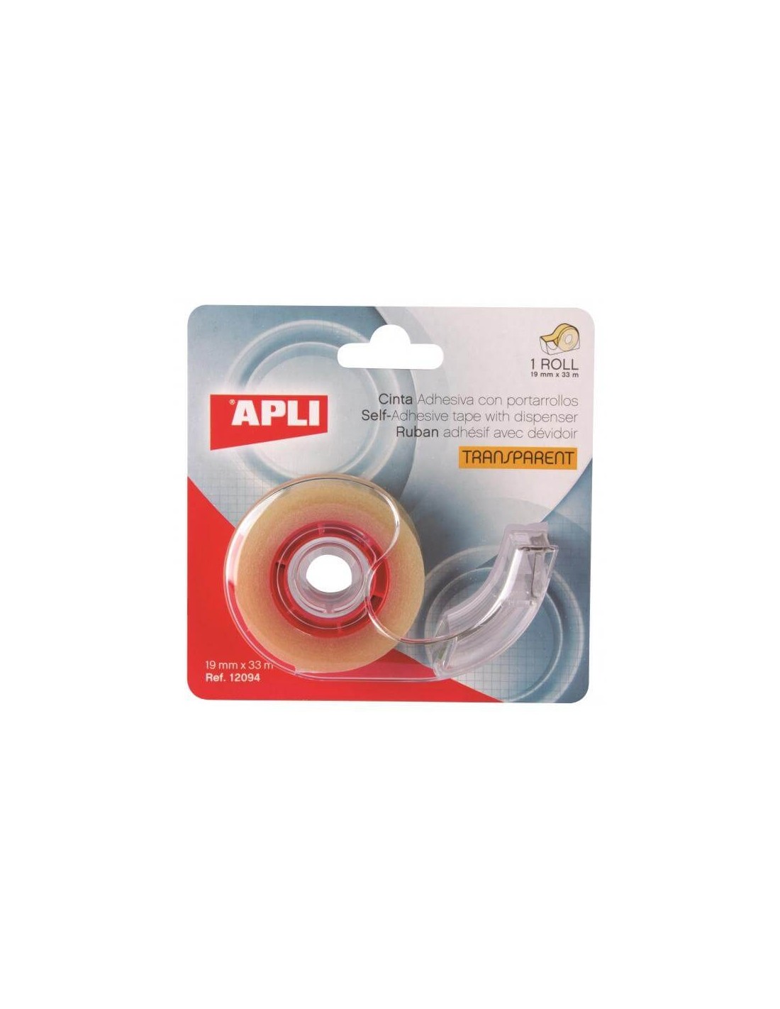 RUBAN ADHESIF TRANSPARENT + DEVIDOIR (19mm x 33m)