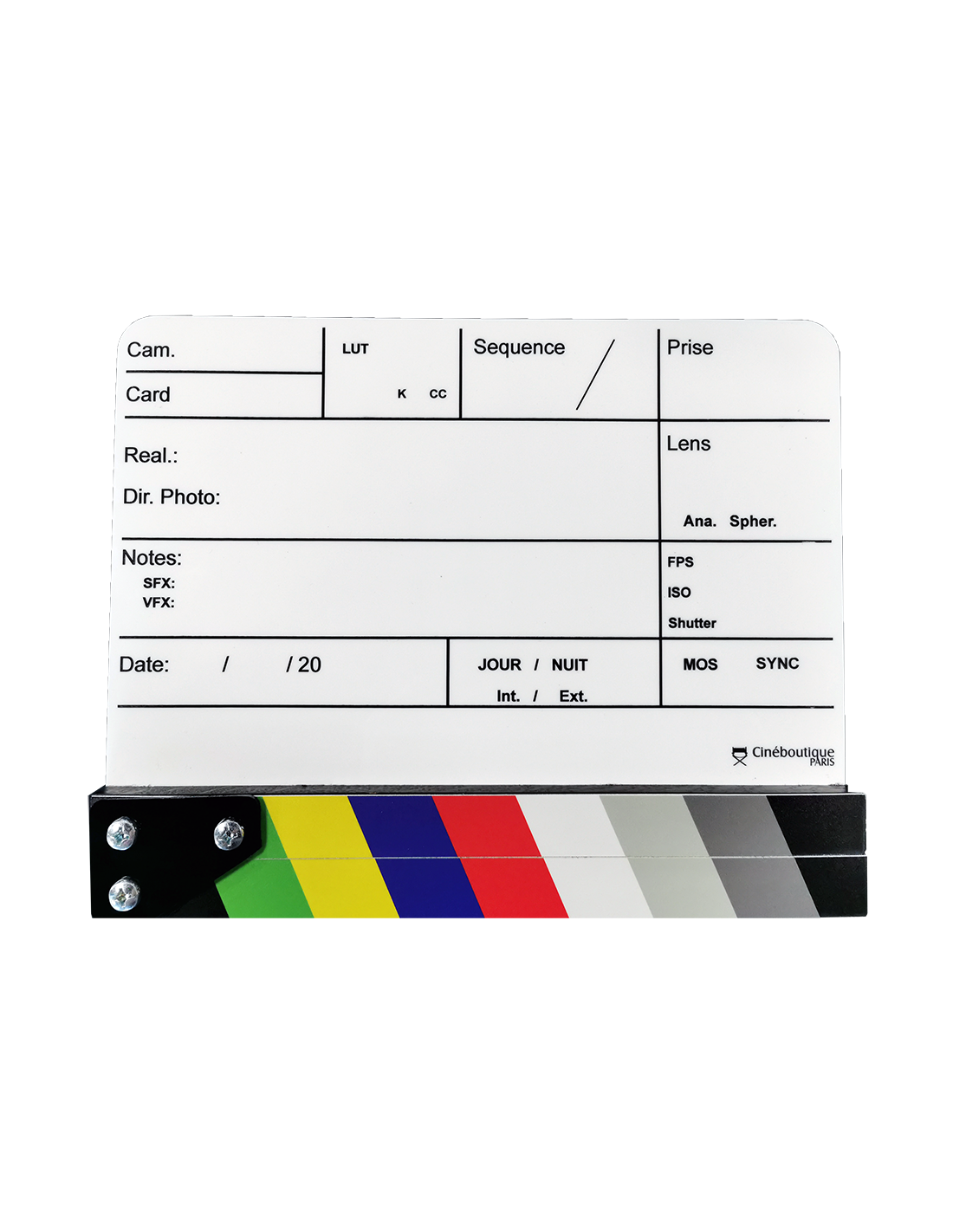 CLAP CHARTE DE COULEURS SFX (en Français) - GRAND MODELE - Dim.300x200mm