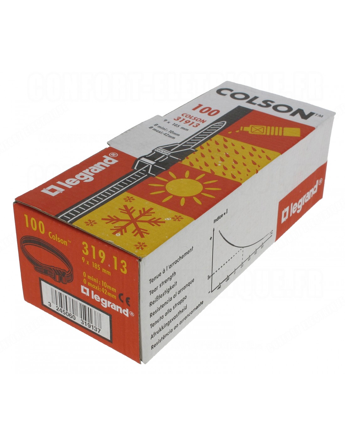 COLLIER "COLSON" NOIR 9X262 mm (100 pc) - LEGRAND - RÉUTILISABLE