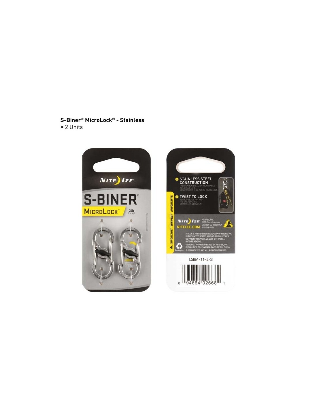 MOUSQUETON S-BINER N°1 (pack de 2)