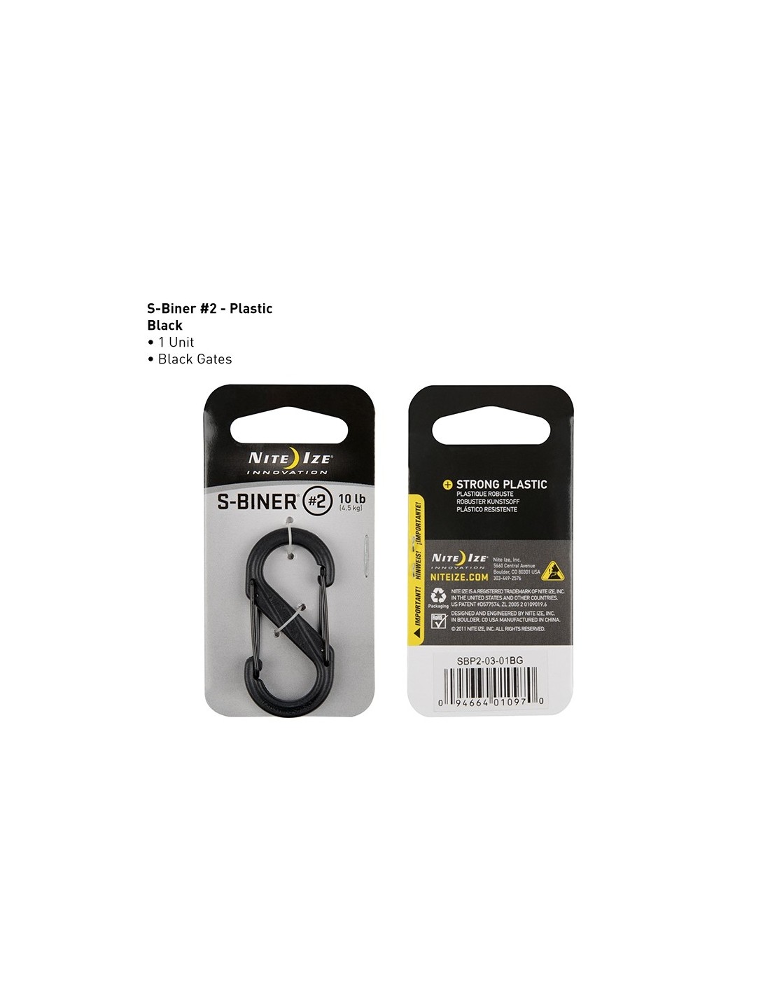 S-BINER - MOUSQUETON N°2 - NOIR