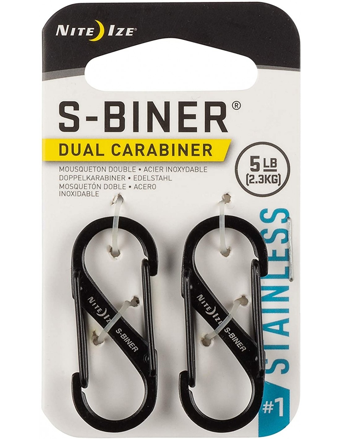 S-BINER N°1 - MOUSQUETON (PACK x2) - NOIR