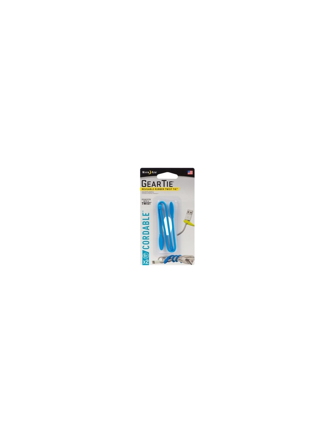 NITE IZE - GEAR TIE 6" (15.2cm) - PACK X2 - BLEU